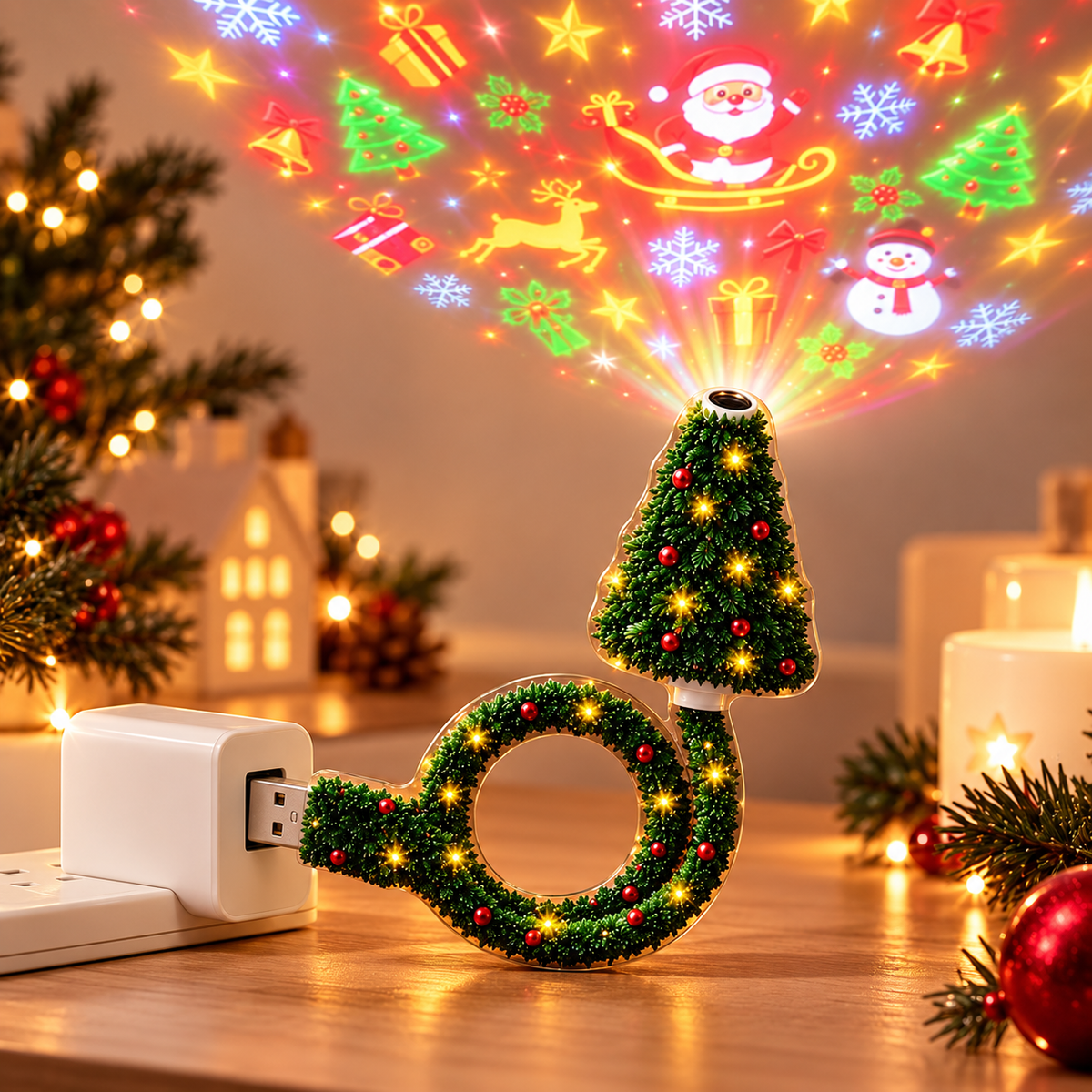 Projecteur de Noël HD USB – Créez une ambiance féerique de Noël en un clin d'œil
