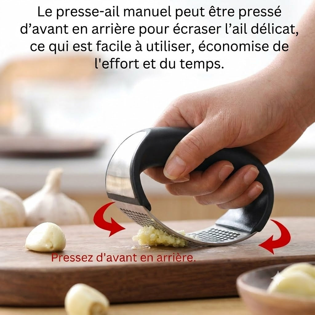 Presse-ail : Presse-ail portable en acier inoxydable