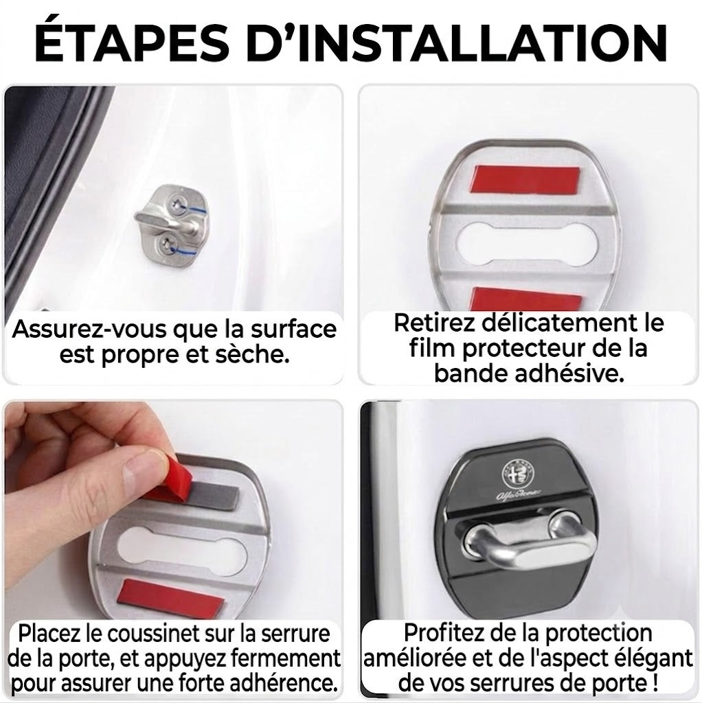 Coussin de protection haut de gamme pour serrure de portière de voiture | Lot de 4