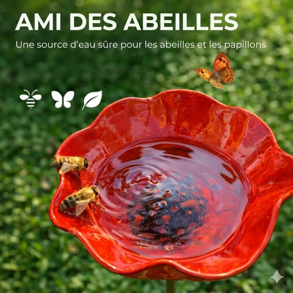 Bain d'oiseaux fait main en forme de graine de fleur – Décoration de jardin unique et abreuvoir pour oiseaux