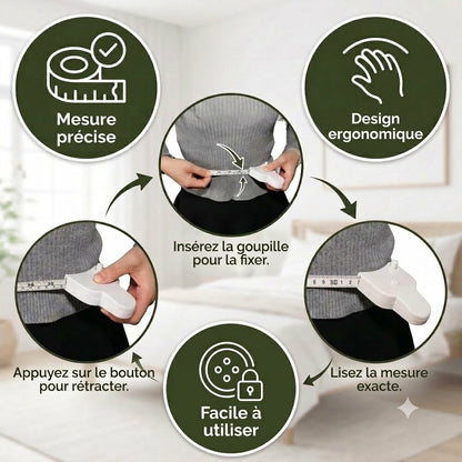 Mètre ruban corporel 3D rétractable automatique – Pour une mesure précise de la taille, des hanches, de la poitrine et des bras