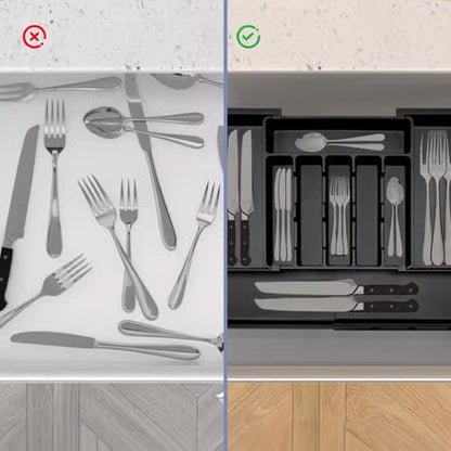 Range-couverts extensible pour tiroir de cuisine