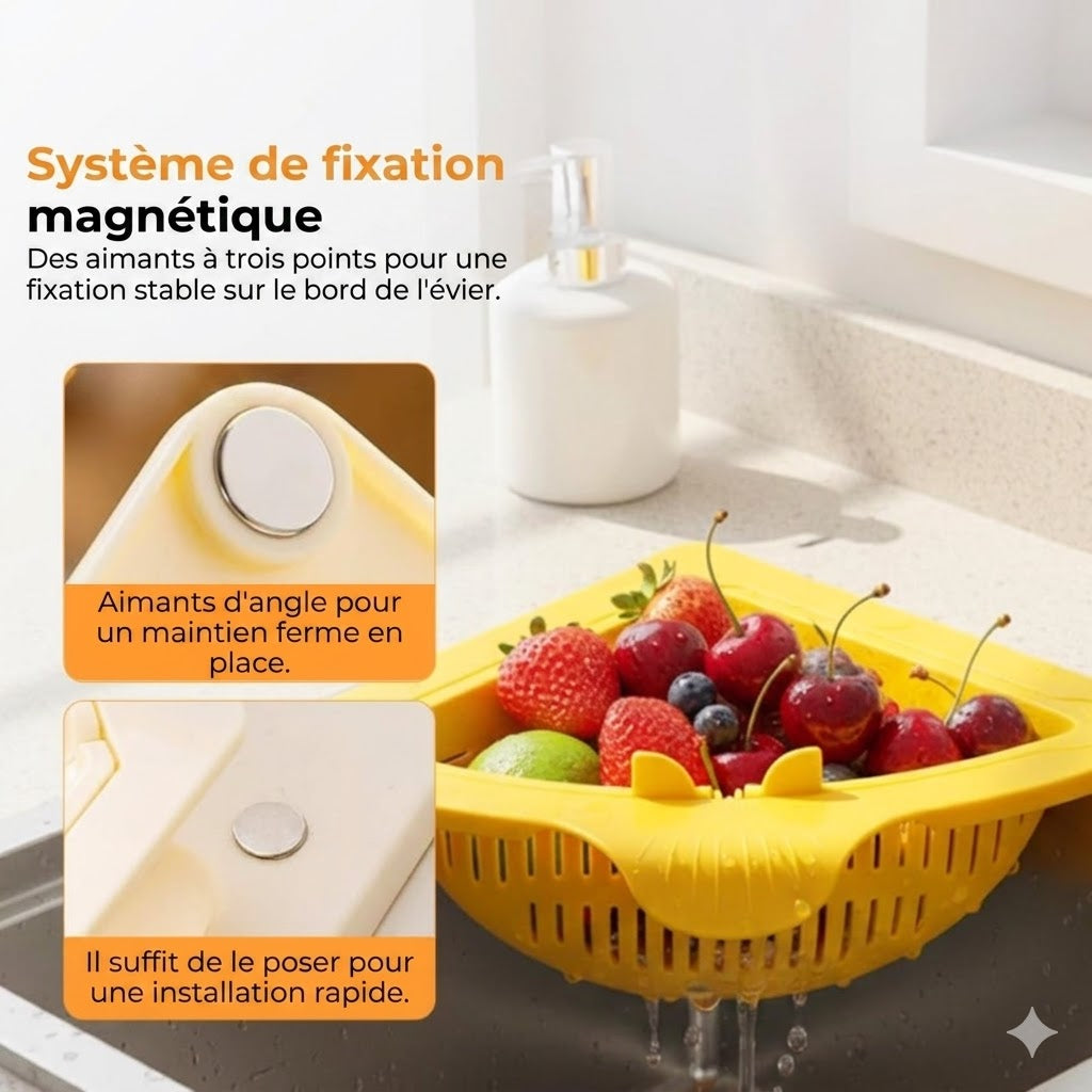 Passoire d'angle magnétique pour évier – Panier à déchets pour évier