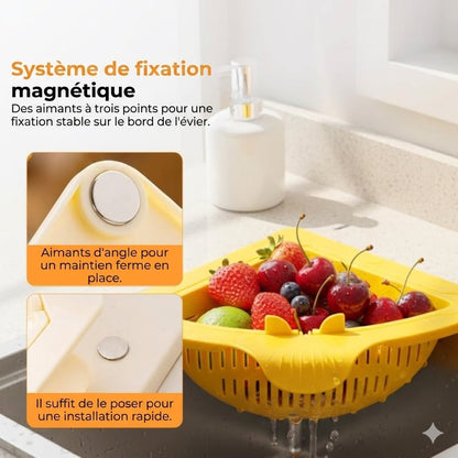 Passoire d'angle magnétique pour évier – Panier à déchets pour évier