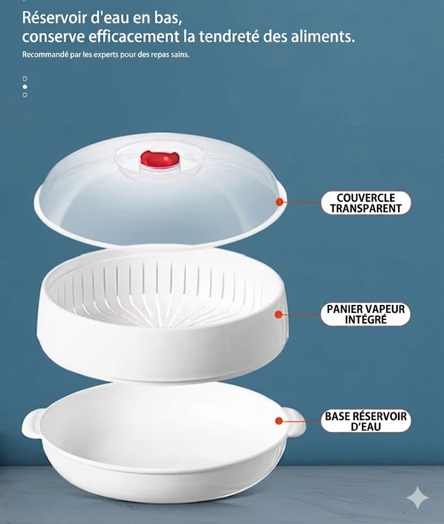 Cuit-vapeur micro-ondes multifonction - Avec fonction maintien au chaud - Cuisine saine & vapeur