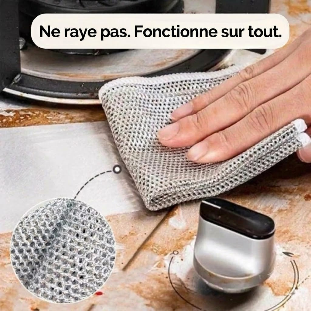 Chiffon de cuisine en fil d'acier (1 lot de 10 pièces)