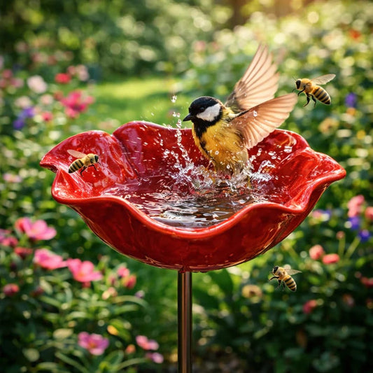 Bain d'oiseaux fait main en forme de graine de fleur – Décoration de jardin unique et abreuvoir pour oiseaux
