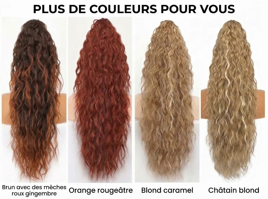 Extension queue-de-cheval longue et ondulée (Water Wave) – Postiche volumineux à pince pour le quotidien et les fêtes