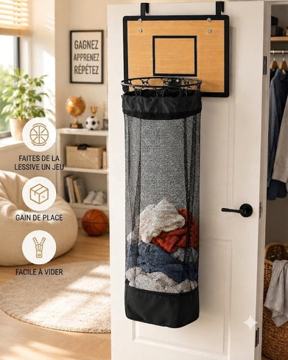 Panier à linge de porte : Panier de basket & Panier à linge 2-en-1🏀