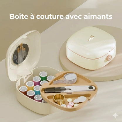Kit de couture magnétique double couche – Boîte à couture de luxe avec fil et aiguilles