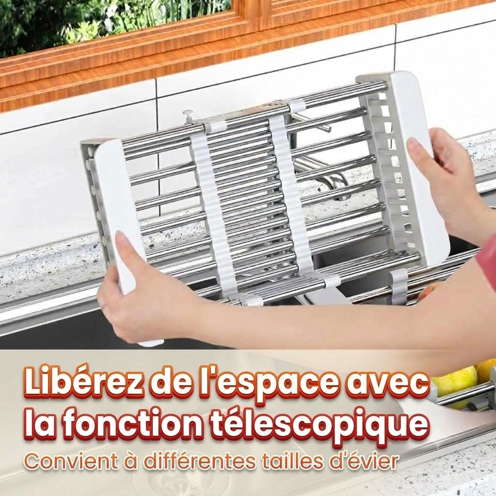 Égouttoir à vaisselle ajustable pour évier
