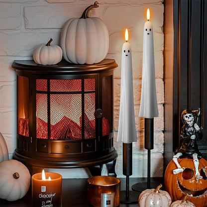 🎃👻 Bougies LED fantômes télécommandées avec mèche à flamme vacillante 3D 🕯️💡 1 lot (2 pièces)