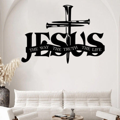 Décoration murale exclusive – Jésus et croix au design artisanal