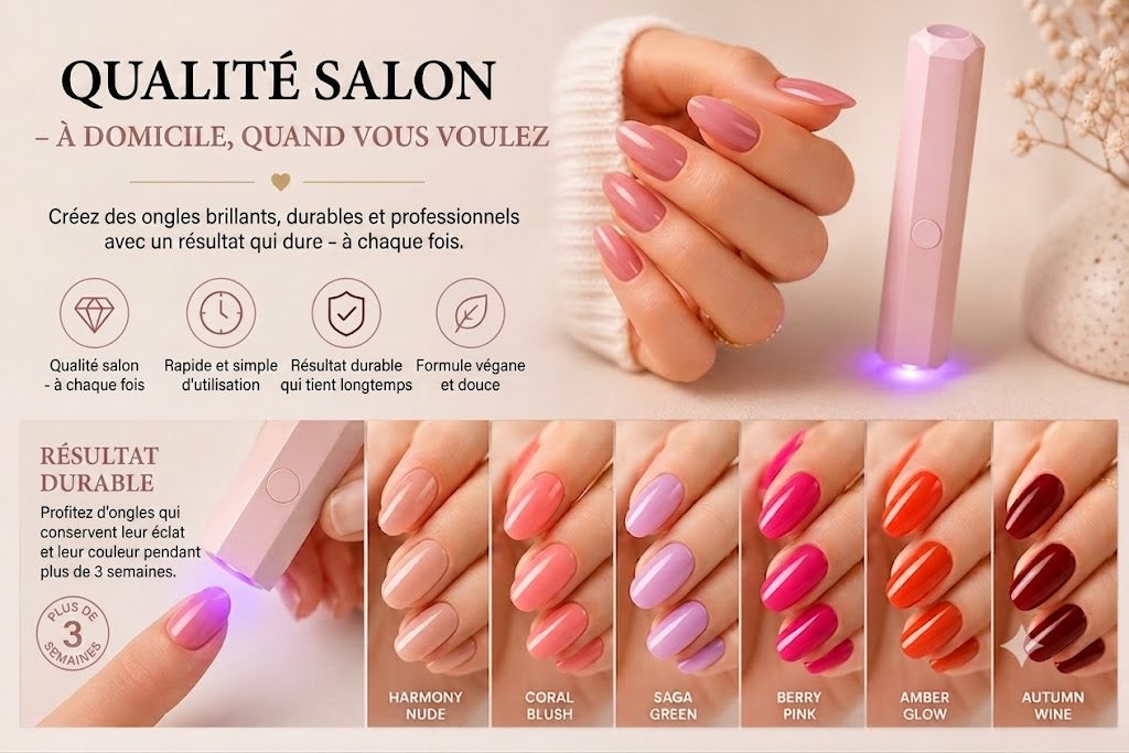 SalonPen – Stylo vernis à ongles 3-en-1 (avec lampe UV) – Lot de 6