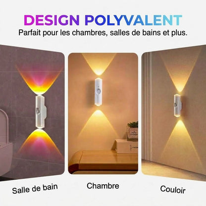Lampe intelligente magnétique avec éclairage RGB – Lampe rechargeable à détecteur de mouvement pour placard, escalier et éclairage d'ambiance