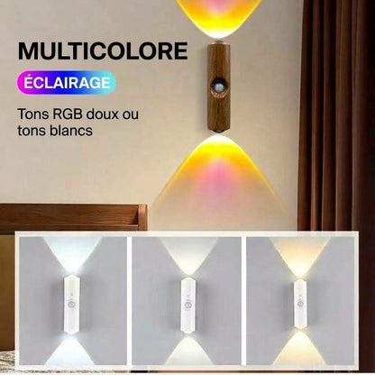 Lampe intelligente magnétique avec éclairage RGB – Lampe rechargeable à détecteur de mouvement pour placard, escalier et éclairage d'ambiance