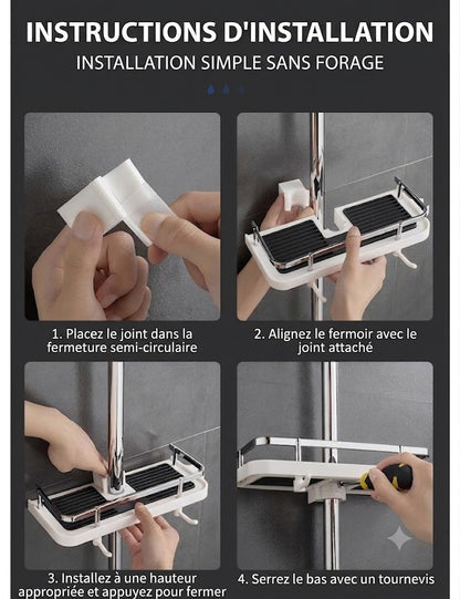 Barre de douche avec tablette pour salle de bain