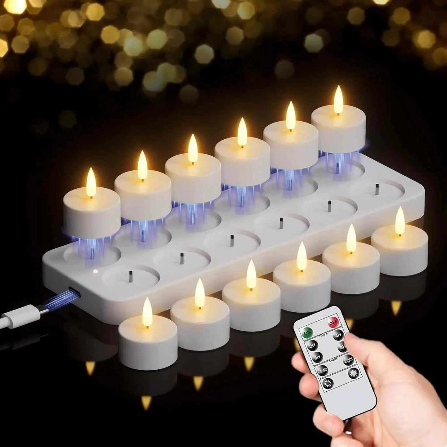 Bougies Chauffe-plat LED Rechargeables (Sans flamme) – Créez une ambiance chaleureuse sans risque d'incendie