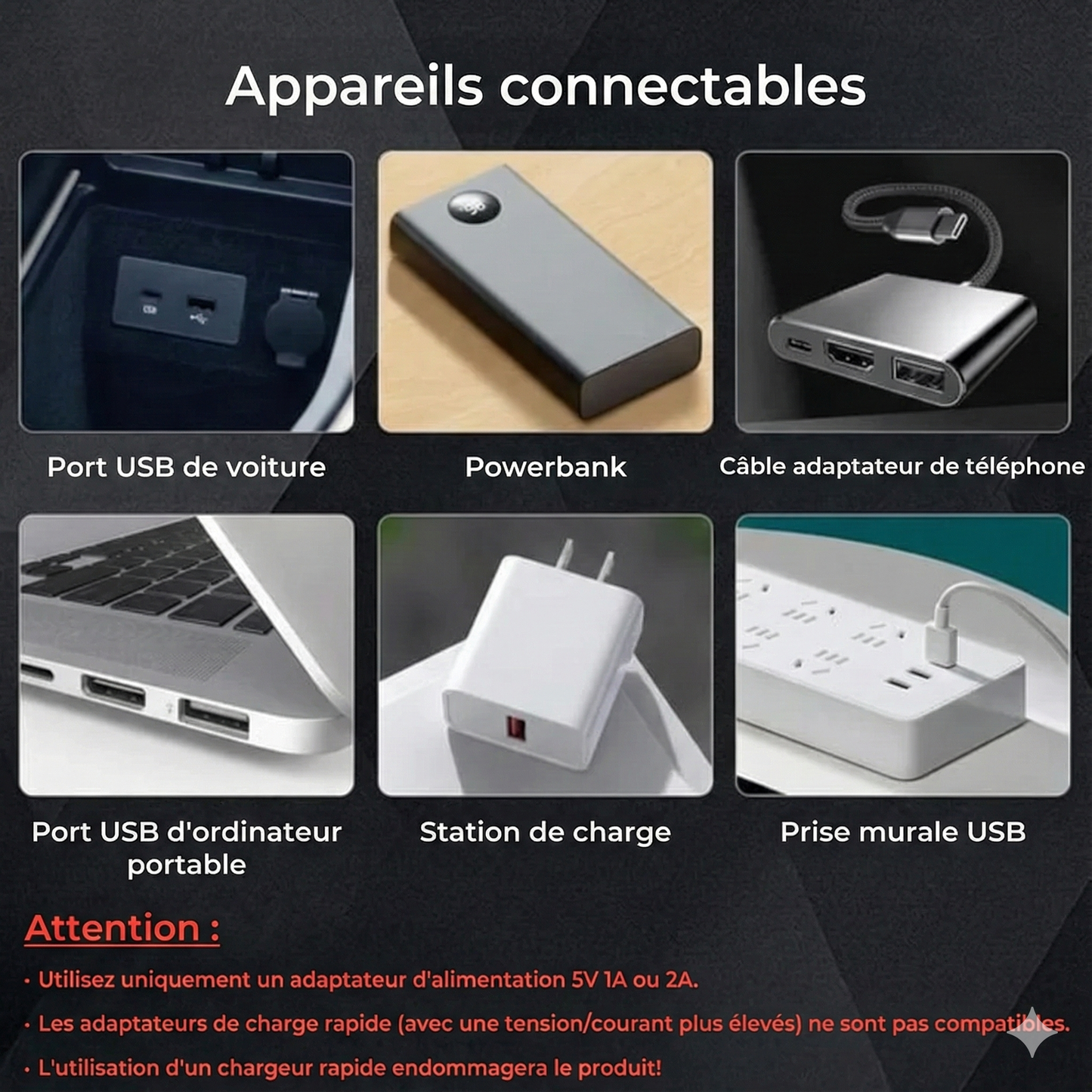 Lampe LED USB pour voiture