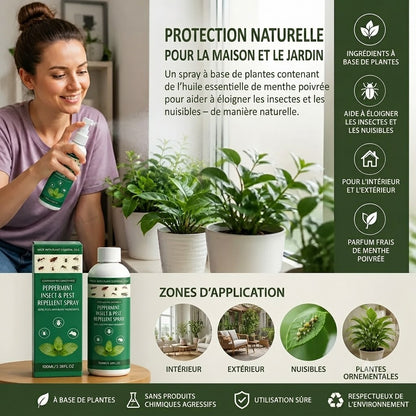 MOONSPRY Spray anti-insectes à la menthe poivrée – Insecticide pour intérieur et extérieur, chambre et jardin