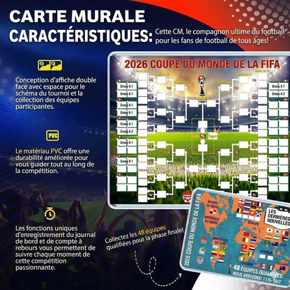 Poster du calendrier de la Coupe du Monde 2026 – Remplissez-le, placez vos paris et suivez tout le tournoi.