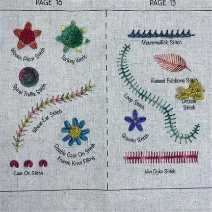 🌈Idéal pour débutants💕 Livret d'apprentissage des points de broderie