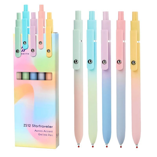 Set de stylos gel de luxe (5 pièces) - Design dégradé esthétique - Encre à séchage rapide de 0,5 mm