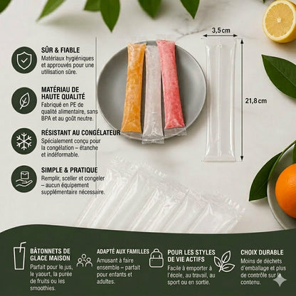 Sachets à glace à l'eau DIY (100 pièces) – Moules à glaces jetables
