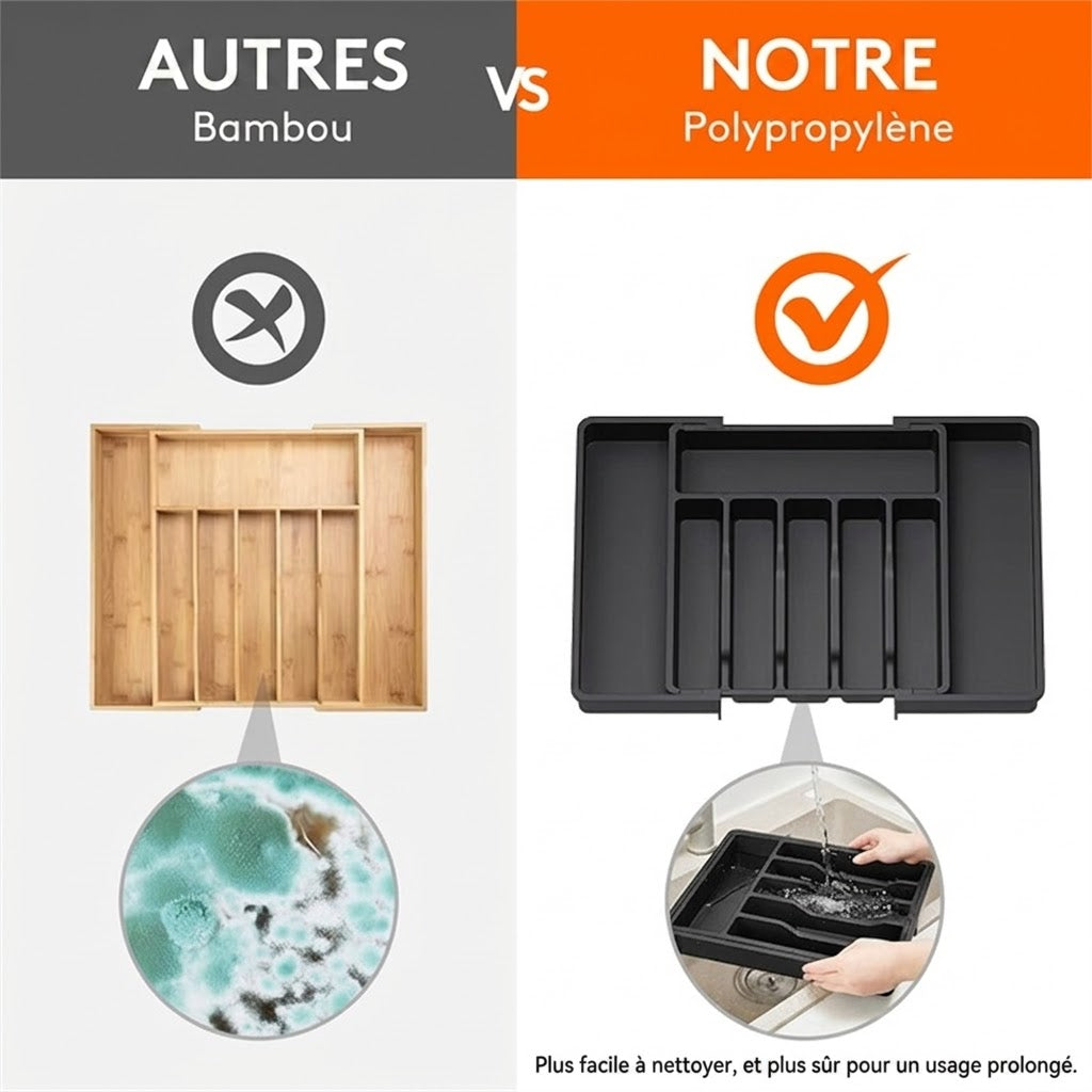 Range-couverts extensible pour tiroir de cuisine