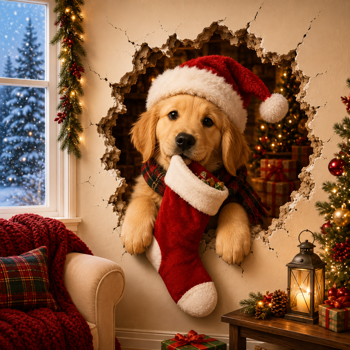 Stickers de Noël effet "Passe-muraille" – Autocollants 3D créatifs pour fenêtres et murs