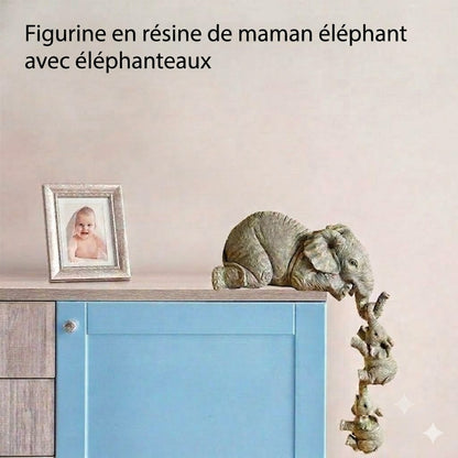 Ornement en résine en forme d'éléphant – Symbole d'un lien familial fort
