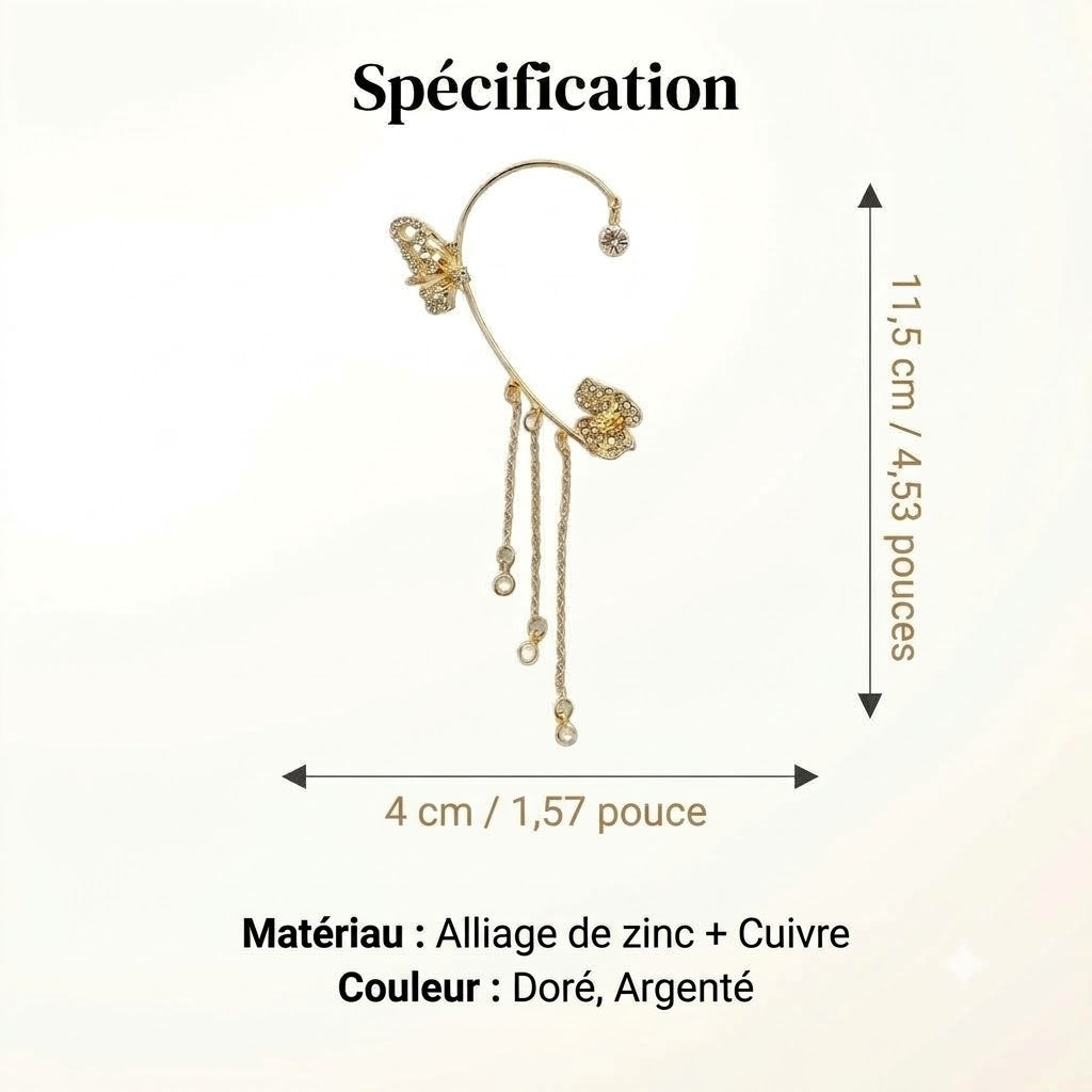 Boucles d'oreilles à clips simples avec papillons, motifs floraux et pompons – Élégantes, confortables et sans perçage