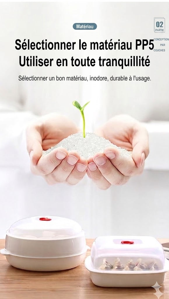 Cuit-vapeur micro-ondes multifonction - Avec fonction maintien au chaud - Cuisine saine & vapeur
