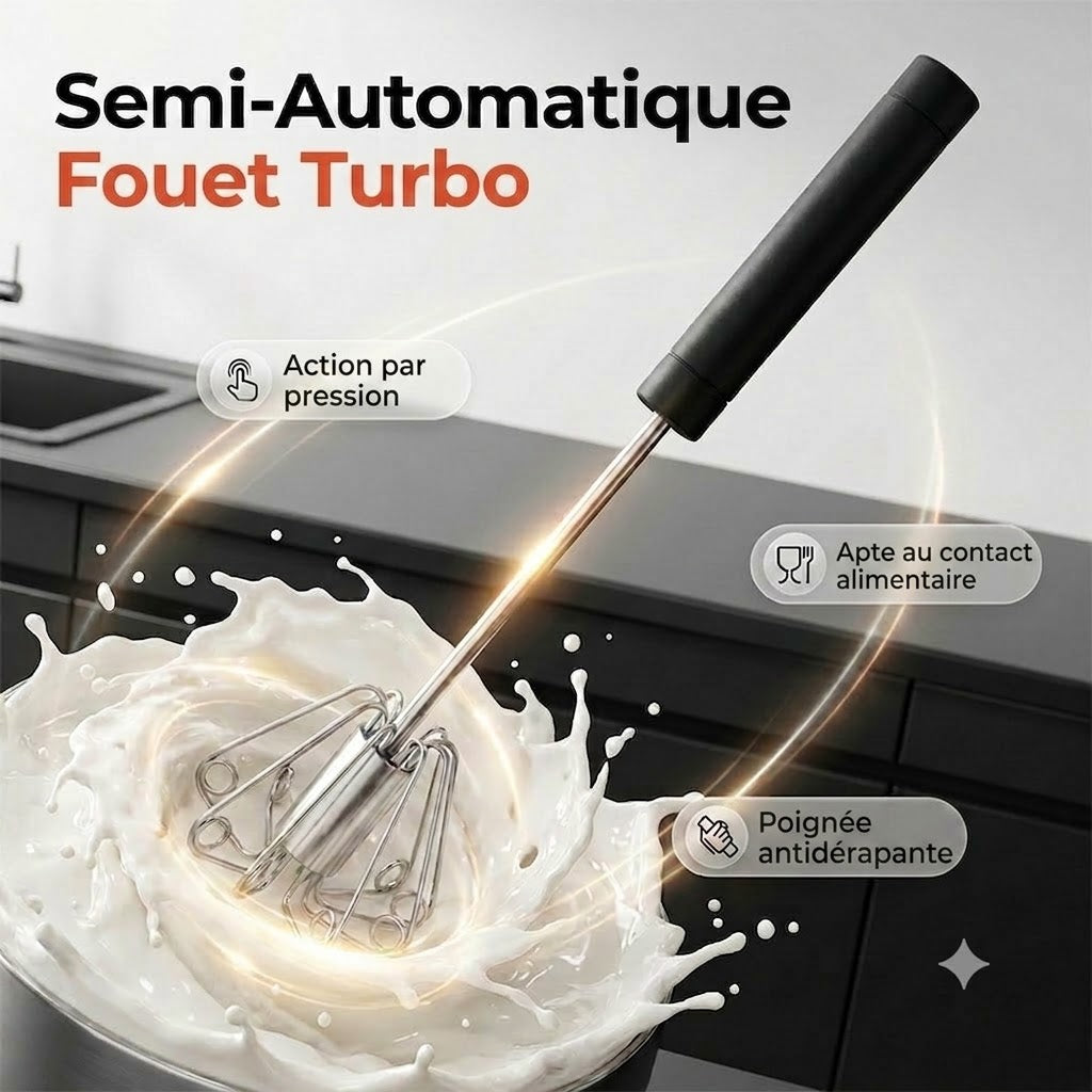 Ustensile de cuisine pratique : Fouet en acier inoxydable avec poignée antidérapante