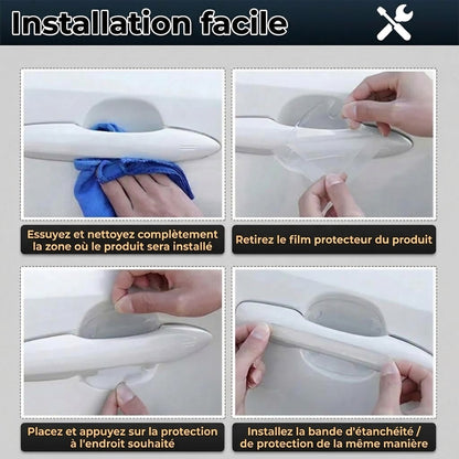 Film de protection anti-rayures pour poignée de porte de voiture – Lot de 8 protections adhésives pour poignées de porte