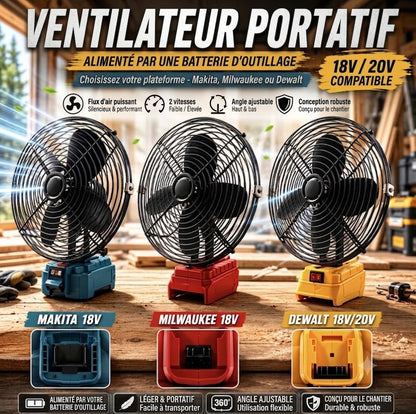 Ventilateur portable sur batterie d'outillage
