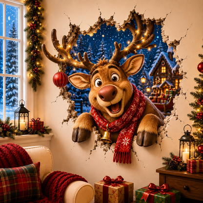 Stickers de Noël effet "Passe-muraille" – Autocollants 3D créatifs pour fenêtres et murs