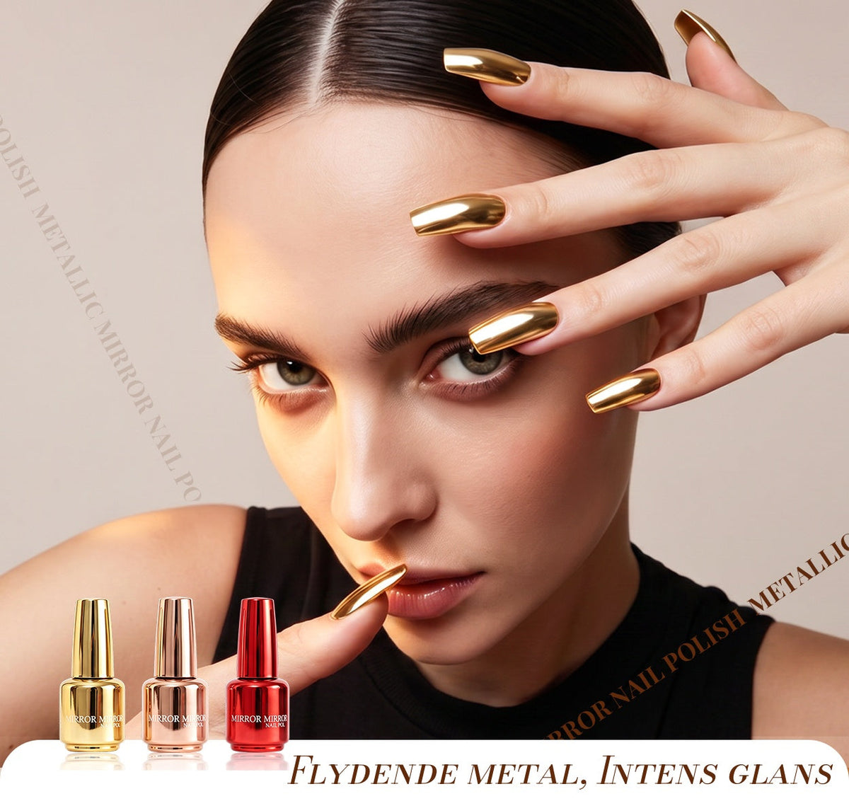 Vernis à ongles métallique brillant effet miroir
