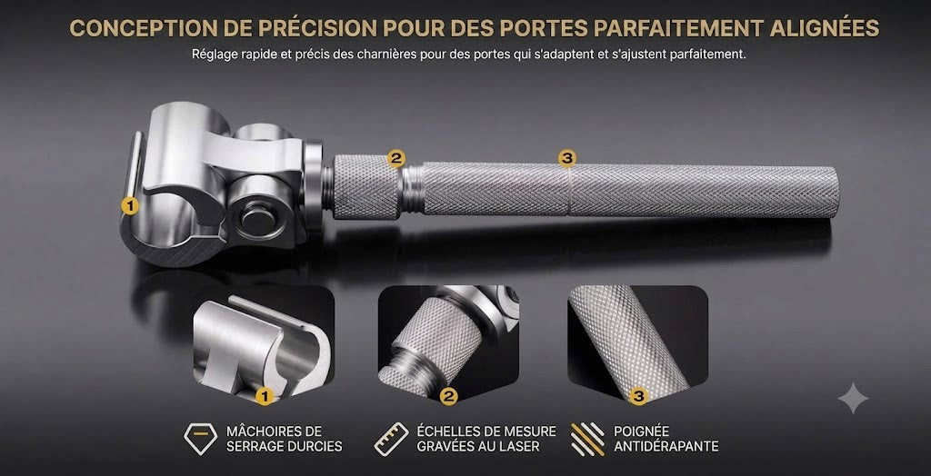 Clé universelle réglable pour charnières