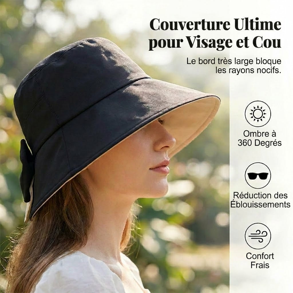 🎀 Chapeau de soleil pliable à large bord avec nœud pour femme