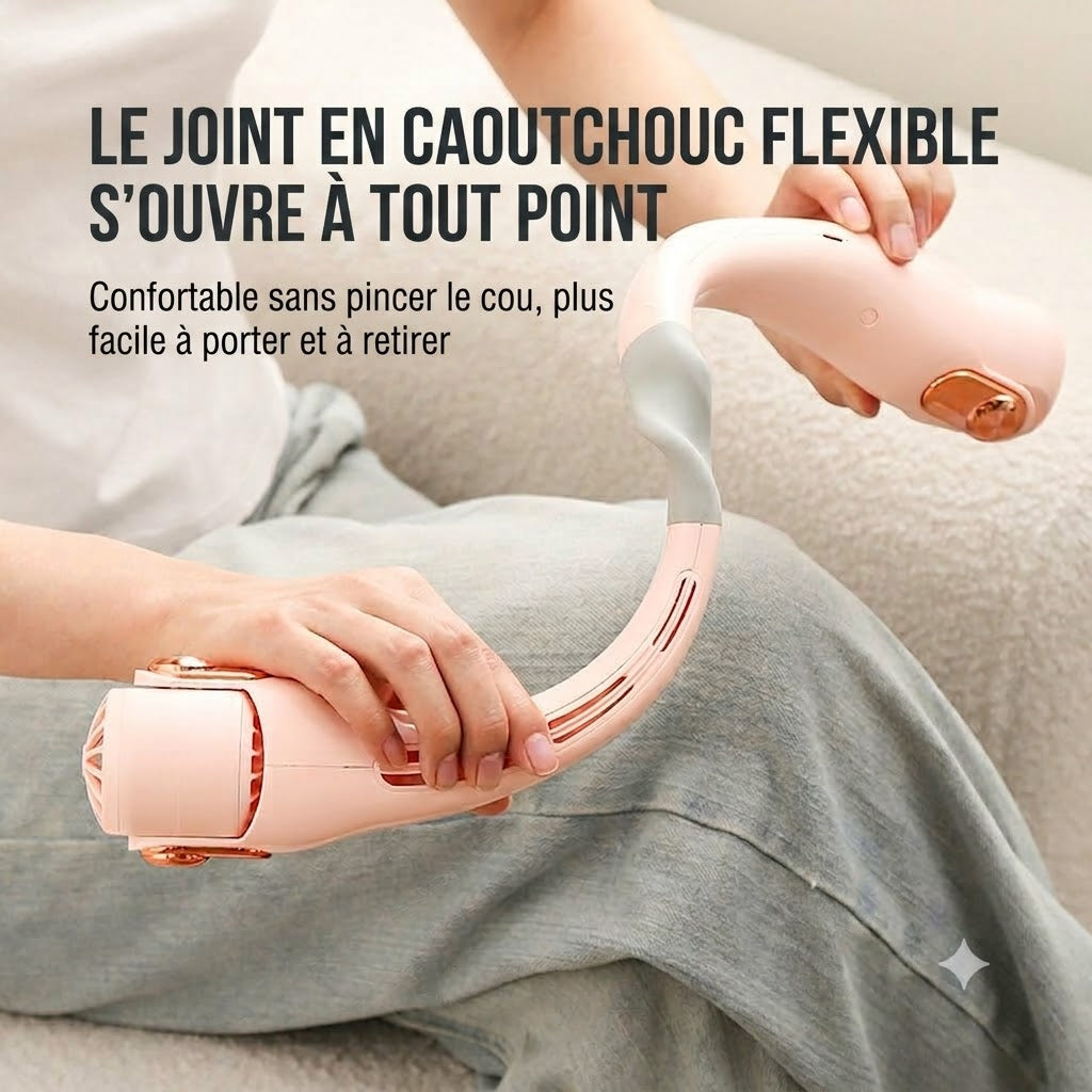 Climatiseur & Ventilateur de cou – Rafraîchissement personnel silencieux pour l'été