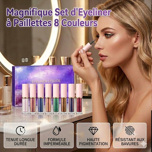 ✨ Kit de 8 eye-liners liquides pailletés