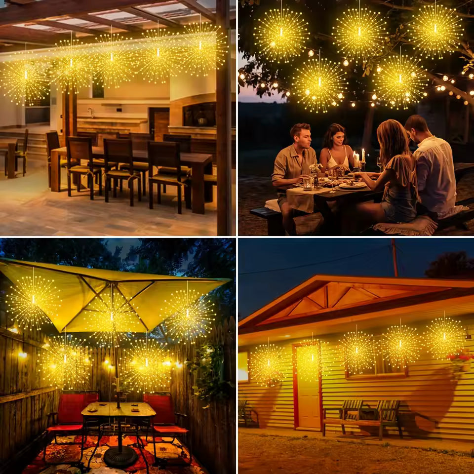 Éclairage de jardin boule feu d'artifice solaire - Lampe de jardin décorative à énergie solaire