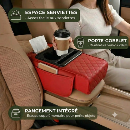 Sac de rangement multifonction pour accoudoir de voiture – Avec porte-gobelet et compartiment intégré