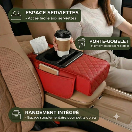 Sac de rangement multifonction pour accoudoir de voiture – Avec porte-gobelet et compartiment intégré