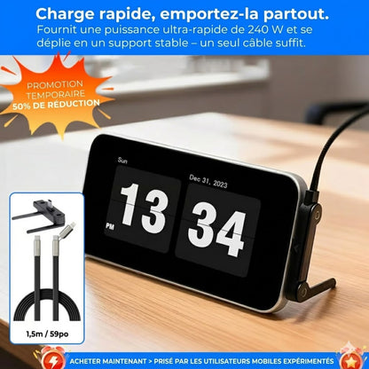 Câble USB-C 240W Ultra Puissant - Tête Pivotante à 360°