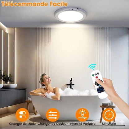 Plafonnier rechargeable avec détecteur de mouvement - Sans fil - Télécommande incluse