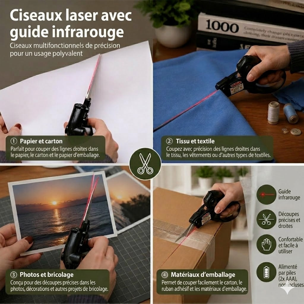 Ciseaux à guidage infrarouge – Alignement précis pour la couture et les loisirs créatifs