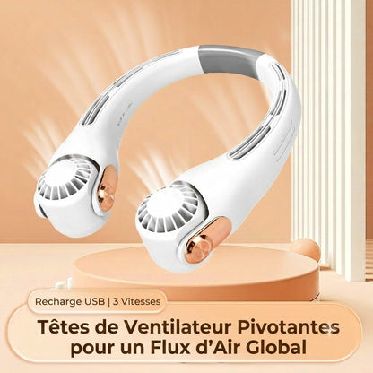 Climatiseur & Ventilateur de cou – Rafraîchissement personnel silencieux pour l'été