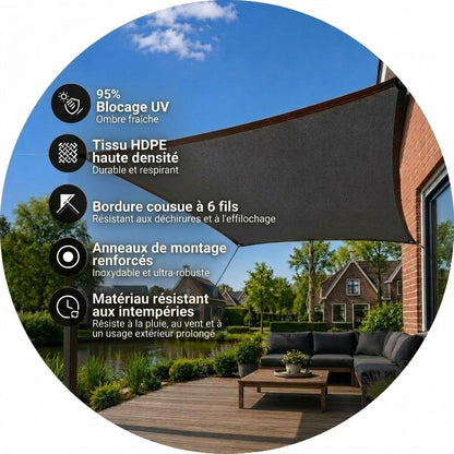 SunChill™ | Voile d'ombrage haut de gamme en PEHD pour une ombre fraîche et protection UV